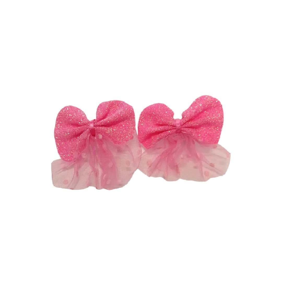 hot-pink-elastic-tie-bows Σετ 2 τμχ Παιδικό- λαστιχάκι Hot Pink bows - Image 1