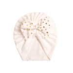 Παιδικό- Βρεφικό Μαλακό ελαστικό τουρμπάνι μαλλιών με  φιόγκο  0-2 χρονών - White