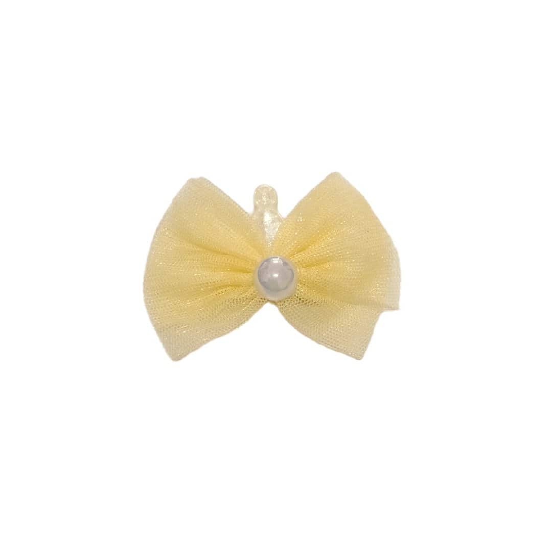 yellow-bow-crown-clip-hair Παιδικό Clip -Κοκαλάκι μαλλιών yellow με προστασία bow crown - Image 1