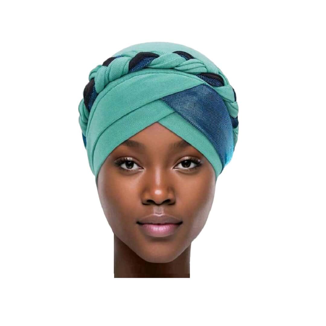 tirquaz-turban-double-colour Γυναικείο Υφασμάτινο Μαλακό Τουρμπάνι μαλλιών braid double Tirquaz - Image 1