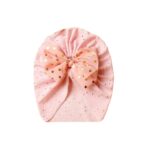 Παιδικό- Βρεφικό Μαλακό ελαστικό τουρμπάνι μαλλιών με  φιόγκο  0-2 χρονών - Pink