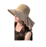 Γυναικείο Υφασμάτινο Καπέλο με σούρα και μάκρος - Beige