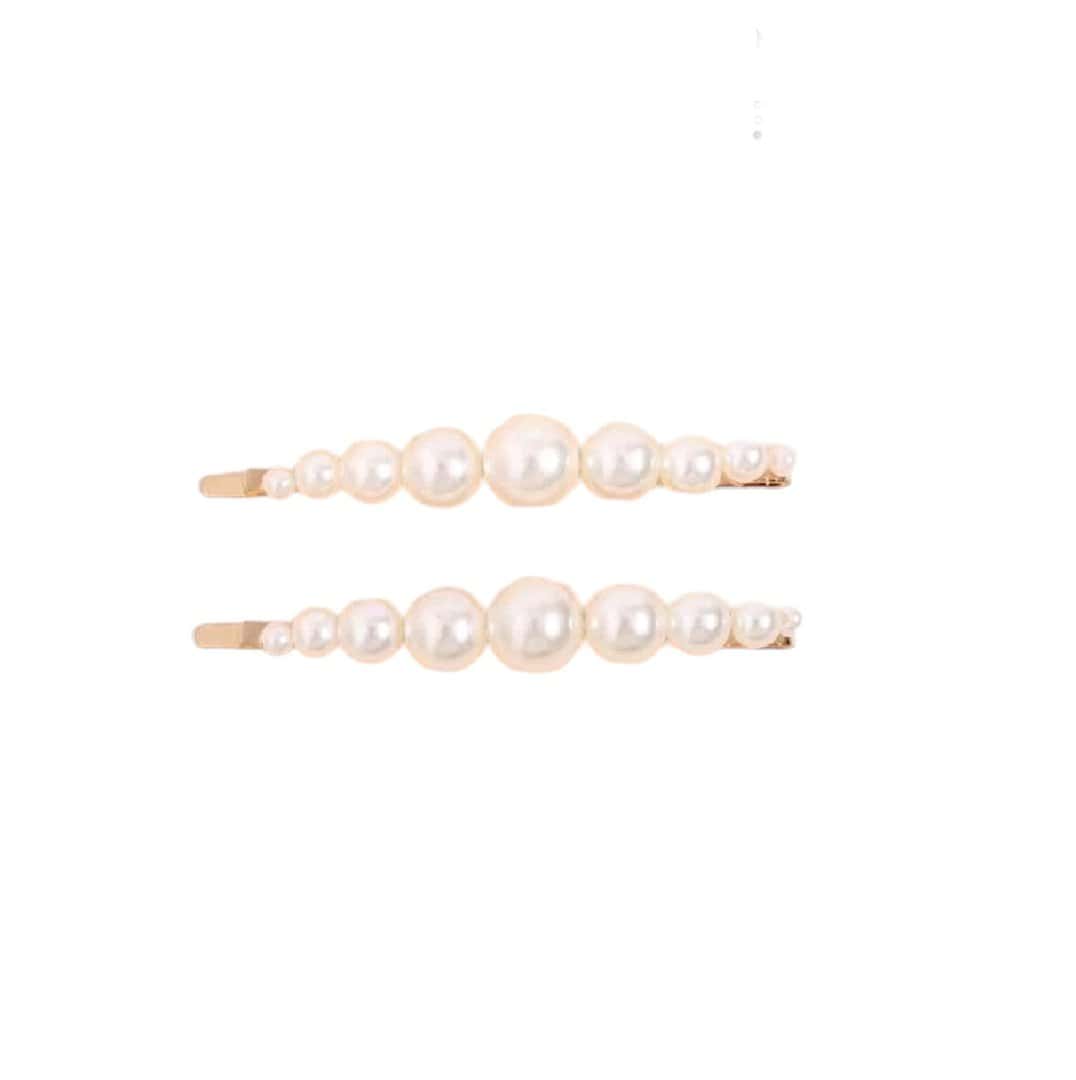 gold-pearl-clip-woman-hair Σετ 2 τμχ Νυφικό κλιπ - τσιμπιδάκι με πέρλες σε χρυσό χρώμα - Image 1