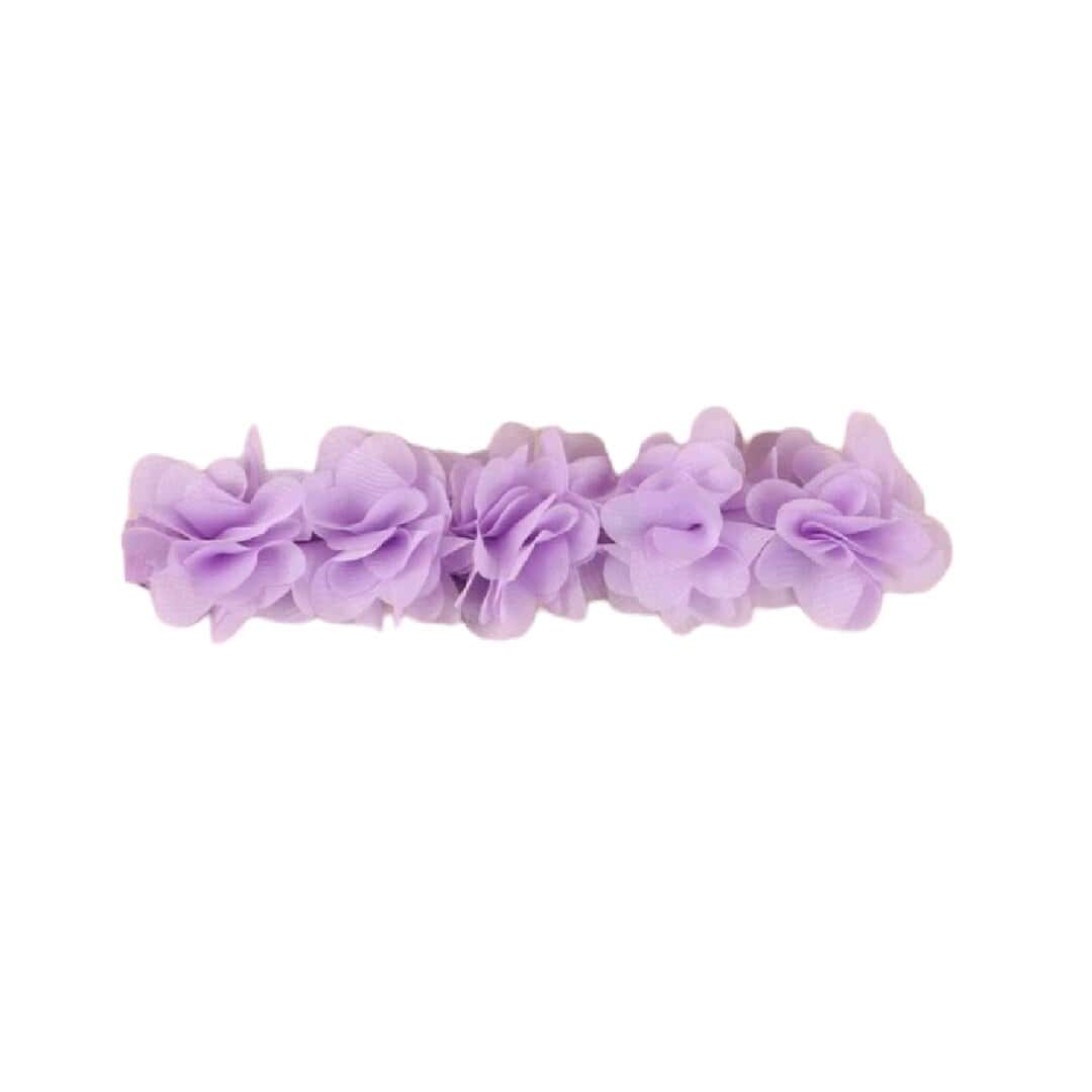 purple-headband-baby-girl Παιδική- Βρεφική κορδέλα με λουλούδια και δαντέλα για βάφτιση και παρανυφάκια 0-5 χρονών Purple - Image 1