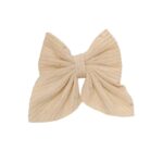 Clip -Κοκαλάκι μαλλιών Velvet strass φιόγκος με προστασία 7cm - Beige