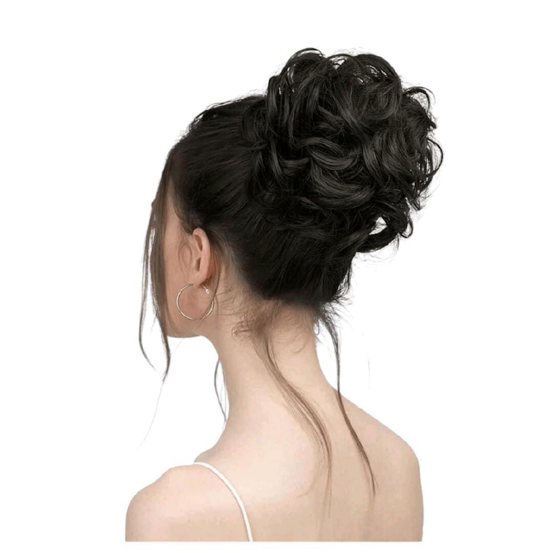 dark-brown-bun-hair-style Ποστίς Κότσος με λάστιχο συνθετική τρίχα υψηλής ποιότητας - Καστανό σκούρο 02 - Image 1