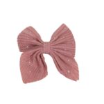 Clip -Κοκαλάκι μαλλιών Velvet strass φιόγκος με προστασία 7cm - Dusty Pink