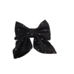 Clip -Κοκαλάκι μαλλιών Velvet strass φιόγκος με προστασία 7cm - Black