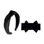 Σετ Μαμά-Κόρη Βελούδινη Γυναικεία Στέκα με βρεφική-παιδική κορδέλα 0-8 χρονών - Black