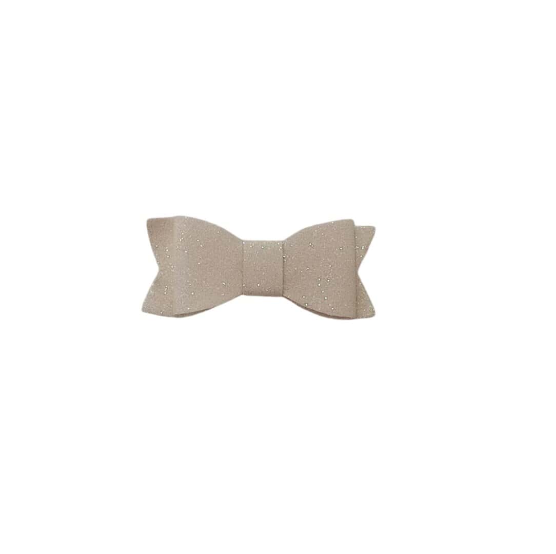 WHITE-STRASS-BOW-CLIP Clip -Κοκαλάκι μαλλιών φιόγκος strass με προστασία 6,50cm - White - Image 1