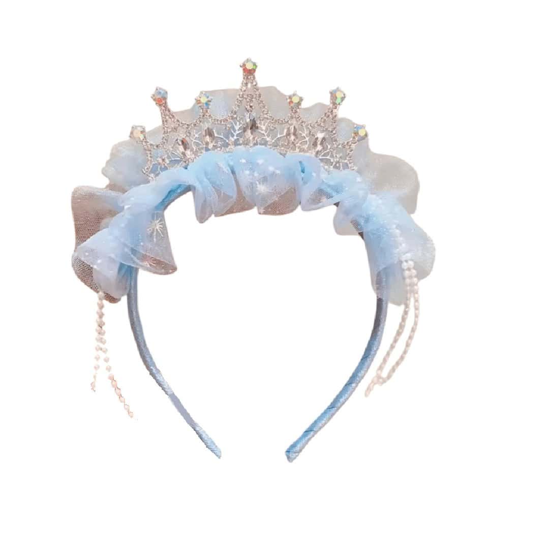 blue-headband-crown-frozen-girl Παιδική Στέκα μεγάλη Κορώνα με τούλι frozen Blue - Image 1