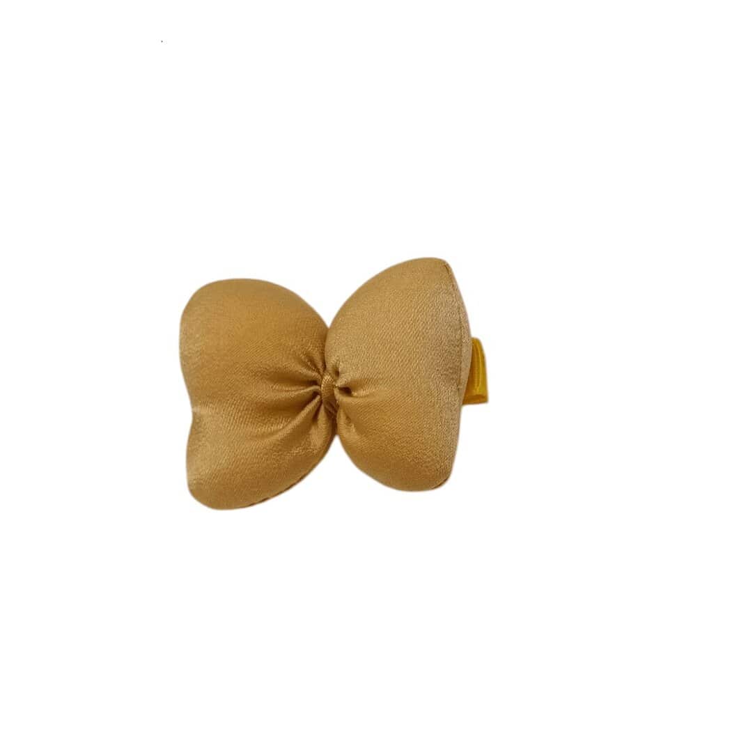 gold-clip-bow-protection-fabric Clip -Κοκαλάκι μαλλιών Gold φιόγκος φουσκωτός με προστασία 5cm - Gold - Image 1