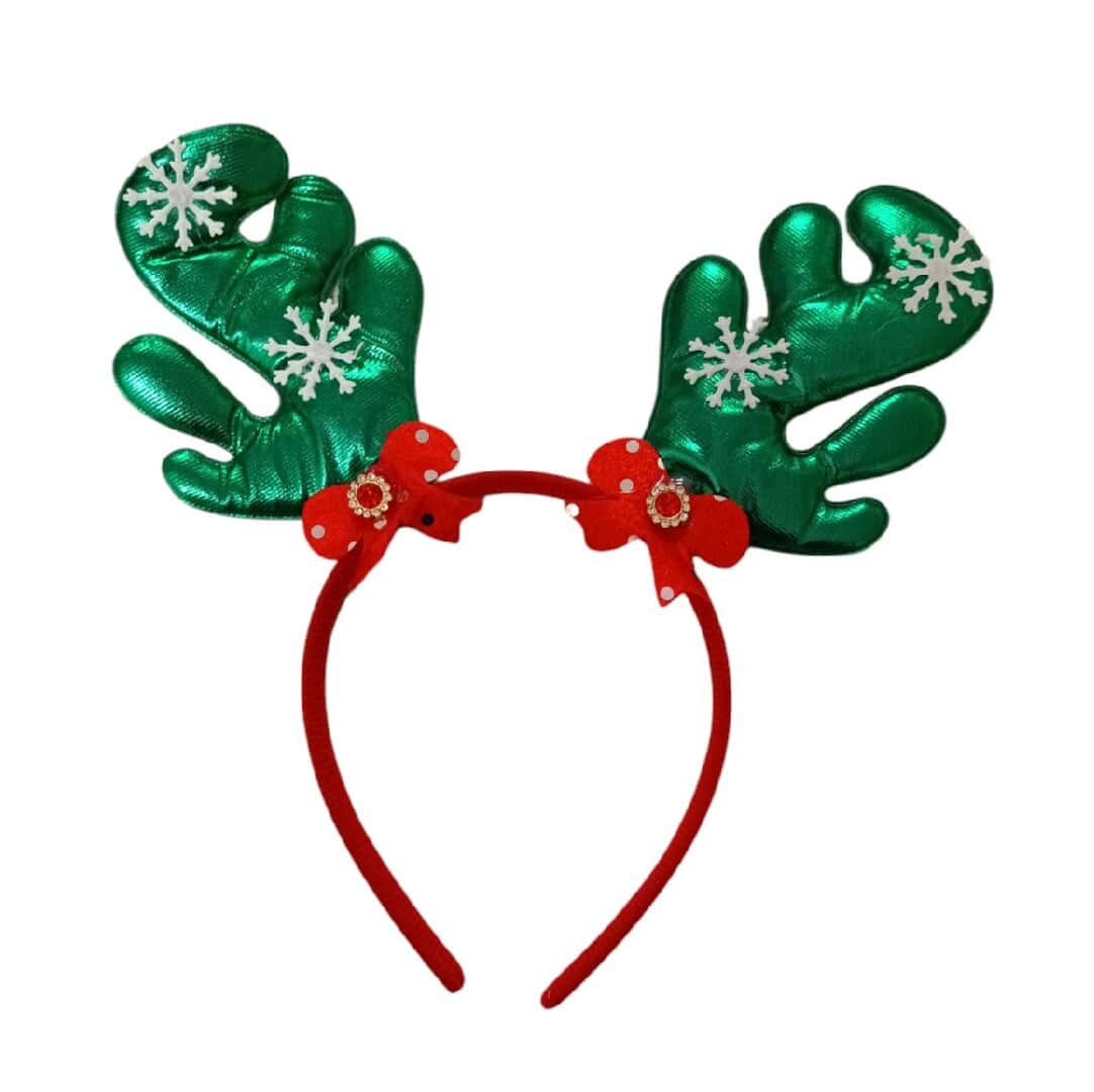 CHRISTMAS-HEADBAND-GREEN-HAIR Παιδική Στέκα Μαλλιών Christmas πράσινος τάρανδος - Image 1