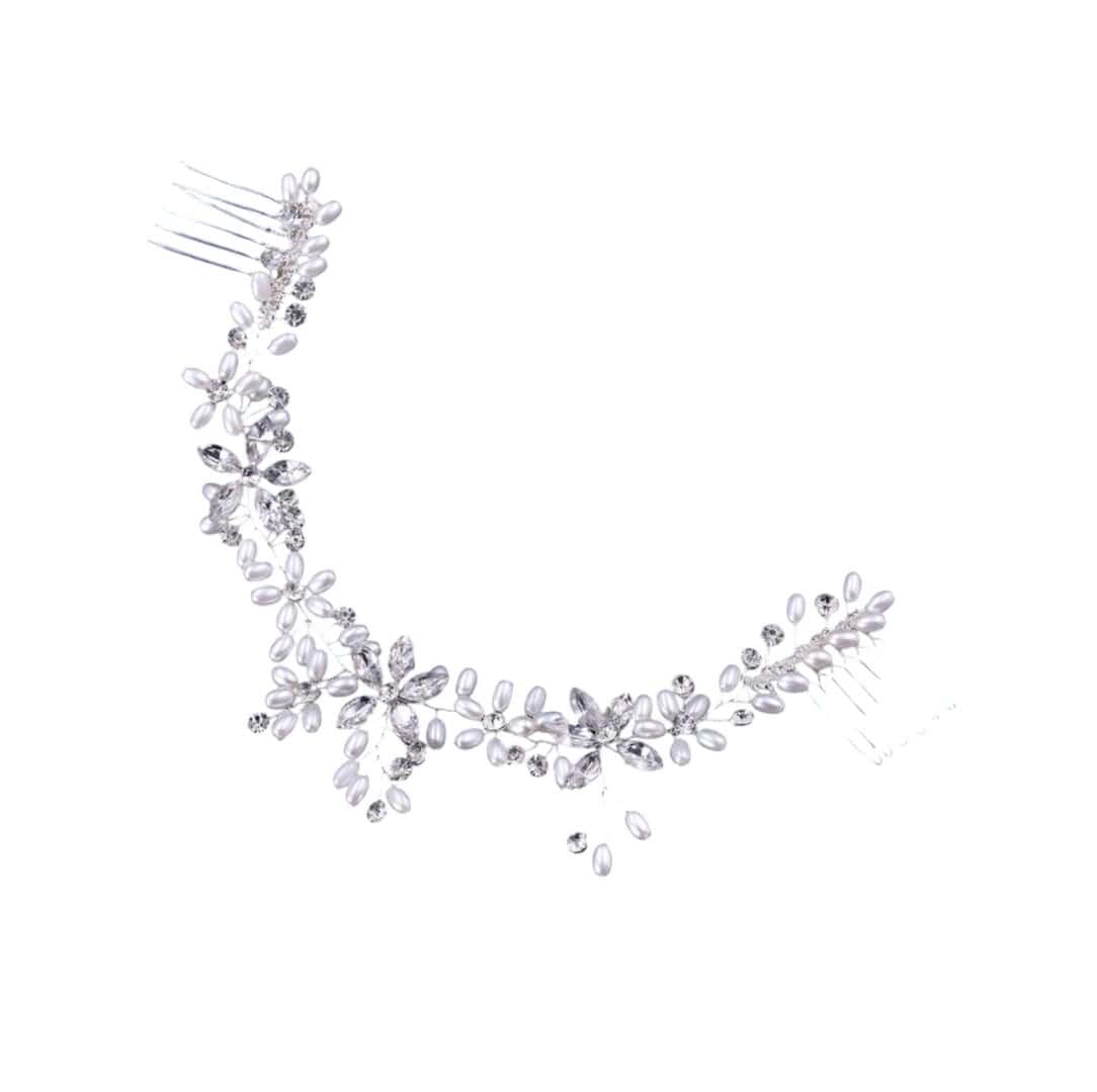 bridal-comb-hair-accessories Νυφικό χτενάκι με κρύσταλλα σε ασημί χρώμα 26cm - Image 1