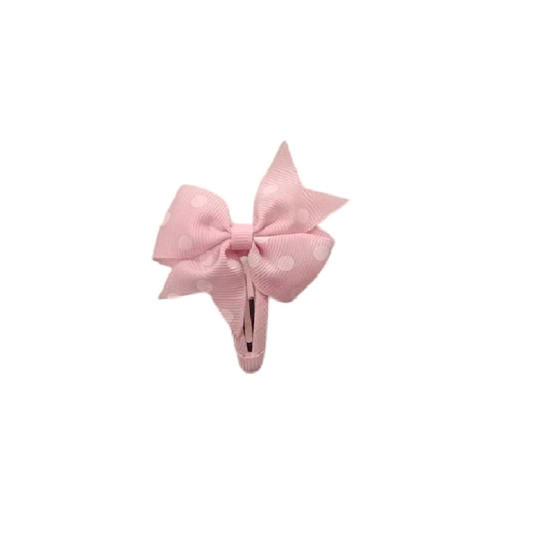 pink-white-dots-clip-bow Παιδικό Clip -Κοκαλάκι μαλλιών φιογκάκι πουά Pink - Image 1