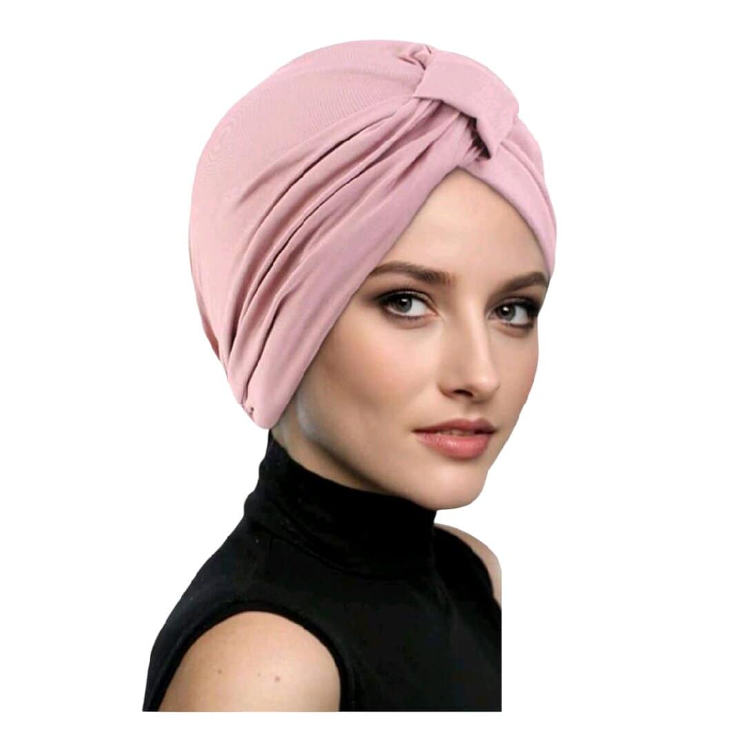 POWDER-PINK-TURBAN-SIDE-KNOT Γυναικείο Υφασμάτινο Μαλακό Τουρμπάνι μαλλιών Powder Pink Knot - Image 1