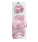 Σετ 6 τμχ Clip Κοκαλάκι μαλλιών σε κάρτα Elsa Frozen Disney Pink