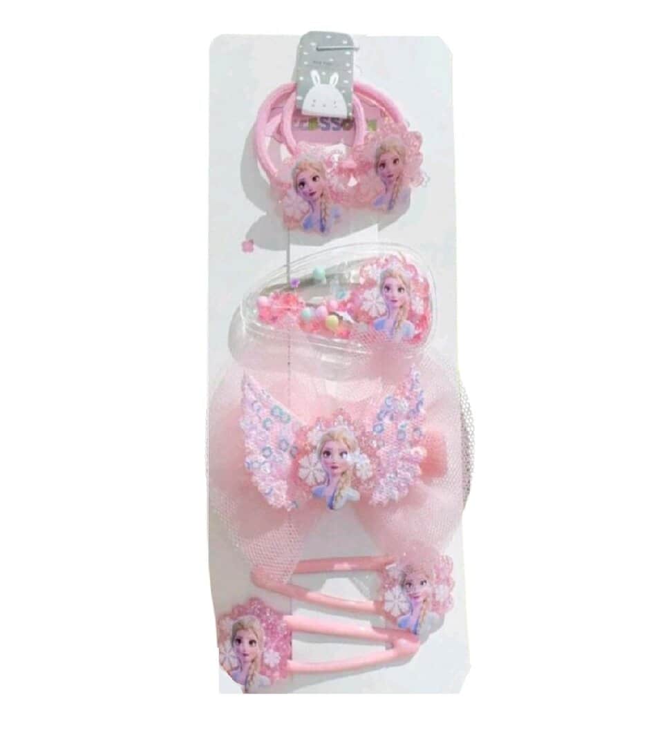 set-frozen-elsa-disney-clip Σετ 6 τμχ Clip Κοκαλάκι μαλλιών σε κάρτα Elsa Frozen Disney Pink - Image 1