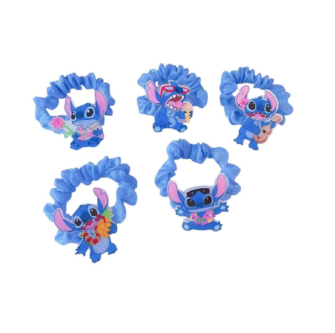stitch-disney-hair-tie-set Σετ 5τμχ Λάστιχο -Κοκαλάκι μαλλιών Stitch Disney - Image 1