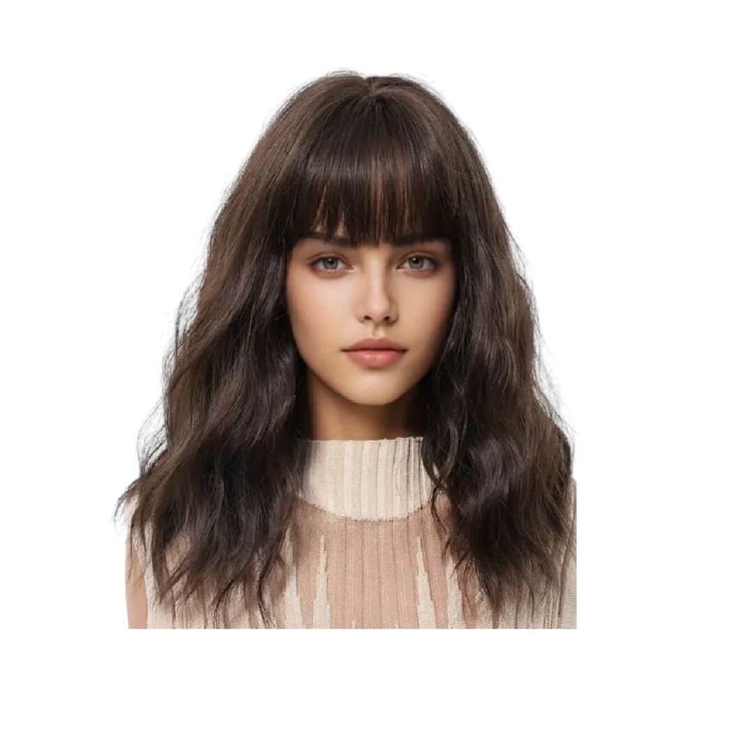 CURLY-DARK-BROWN-WIG Γυναικεία περούκα σε καστανό χρώμα curly συνθετική υψηλής ποιότητας 15 inches - Image 1