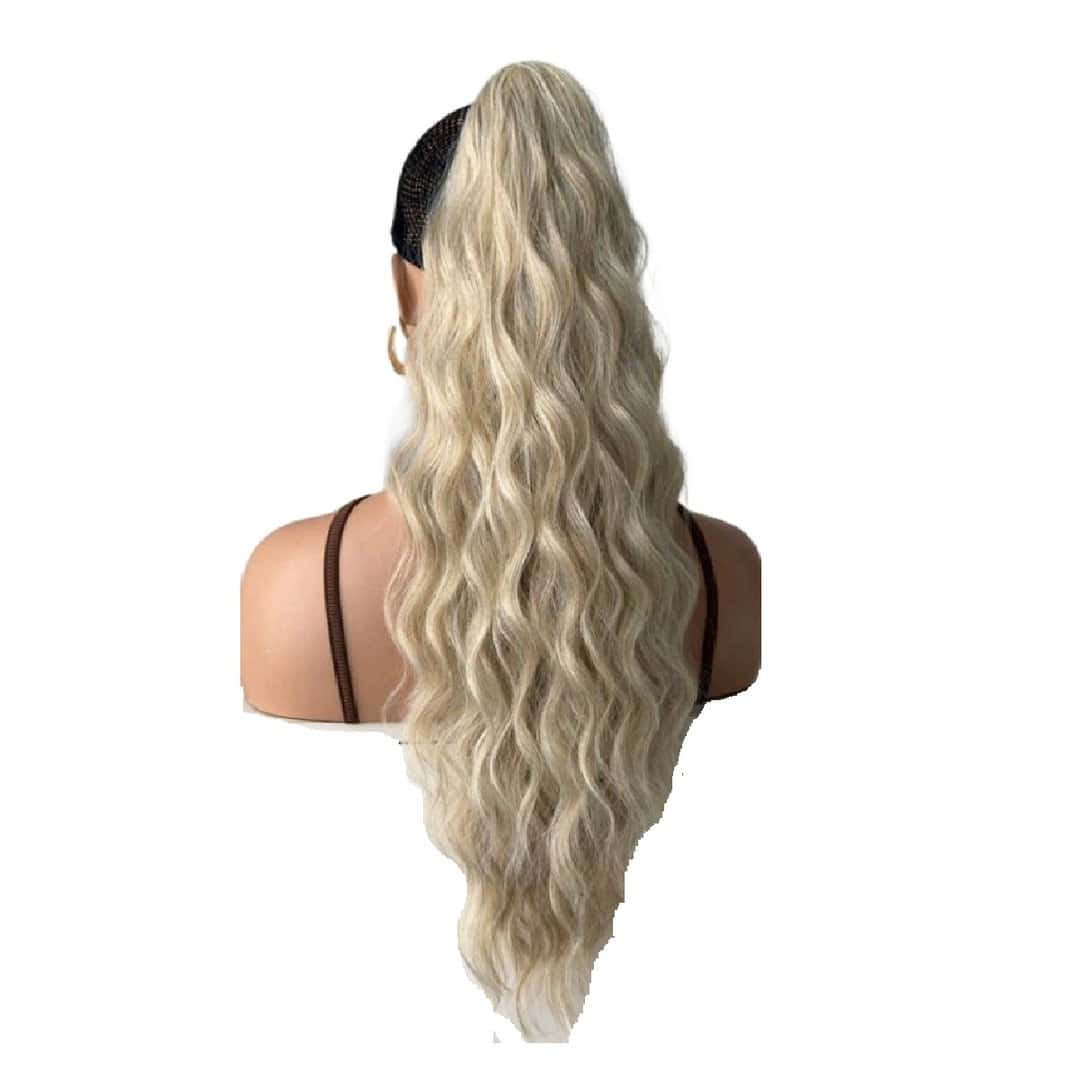 claw-blonde-wavy-ponytail-hair Ποστίς Αλογοουρά curly Ponytail συνθετική τρίχα υψηλής ποιότητας με κλάμερ- Ξανθό Wavy Gold χρώμα 24 inches - Image 1