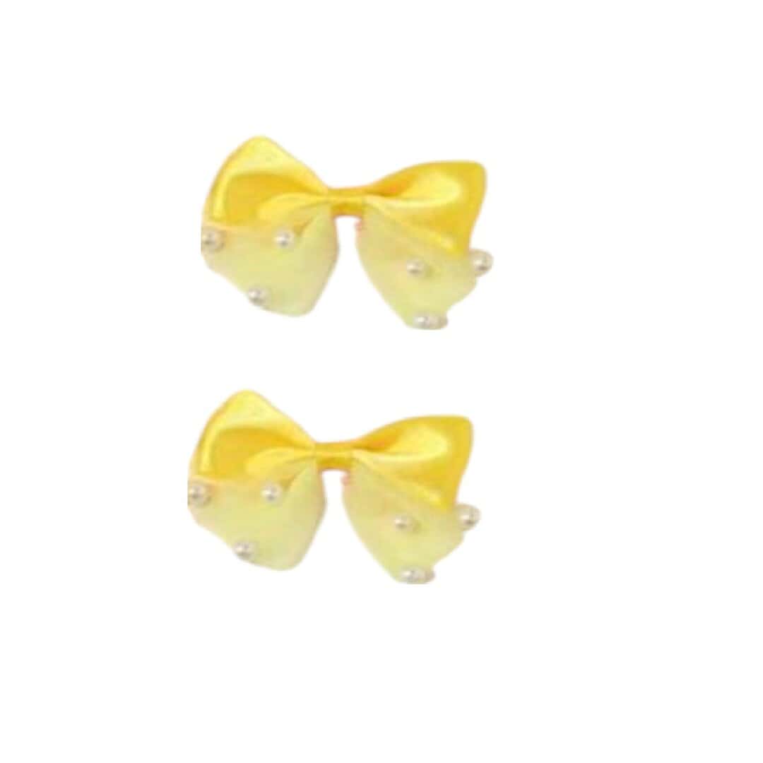 gold-set-bows-clips Σετ 2 τμχ clip κοκαλάκι φιογκάκι με πέρλες- Yellow Gold - Image 1