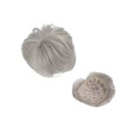 Γυναικείο Topper Τουπέ κορυφής μαλλιών με κλιπ μεγάλης επιφάνειας - Grey -Γκρι 6 inches