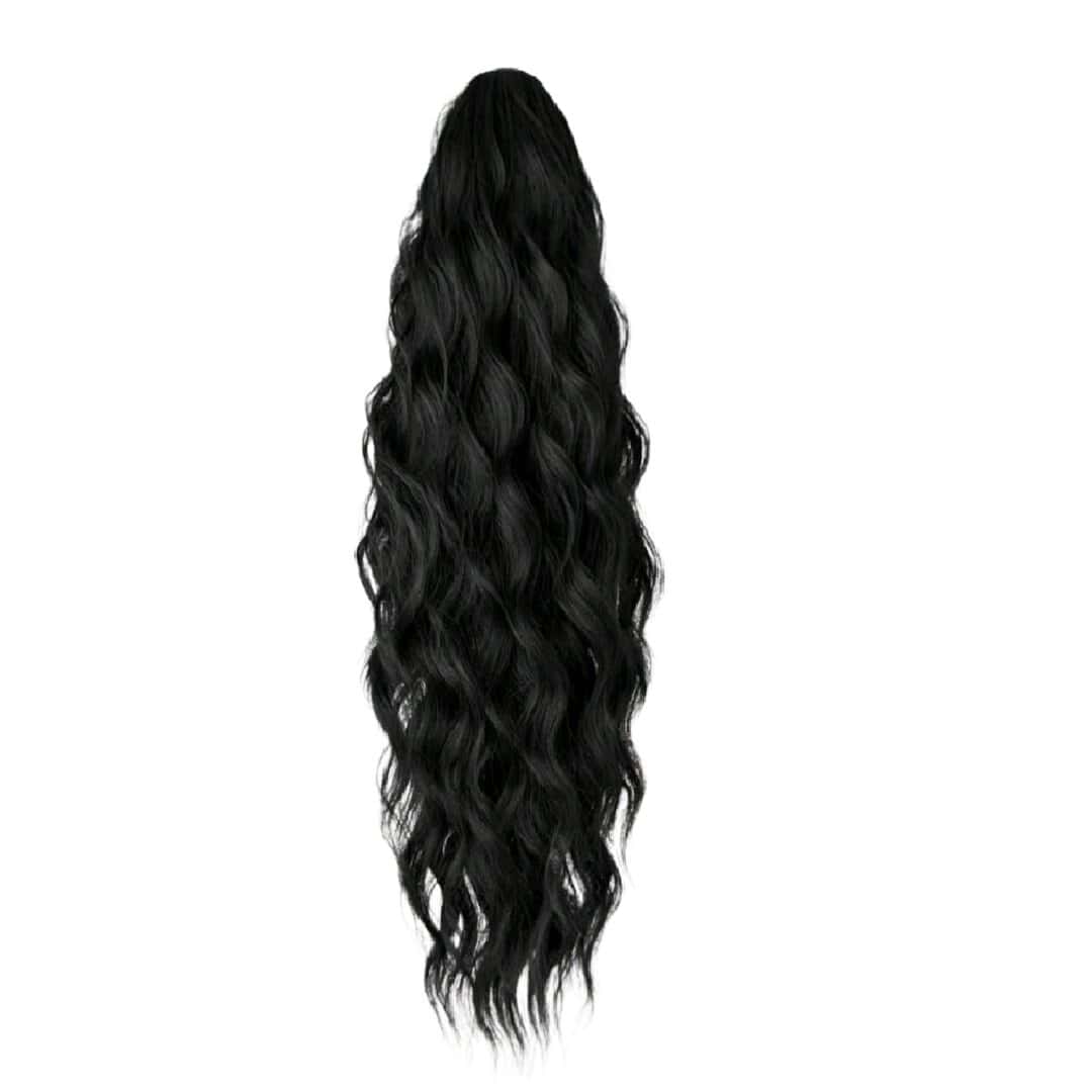 ponytail-black-wavy-ponytail-woman Ποστίς Αλογοουρά curly Ponytail συνθετική τρίχα υψηλής ποιότητας με κλάμερ- Μαύρο Wavy χρώμα 24 inches - Image 1