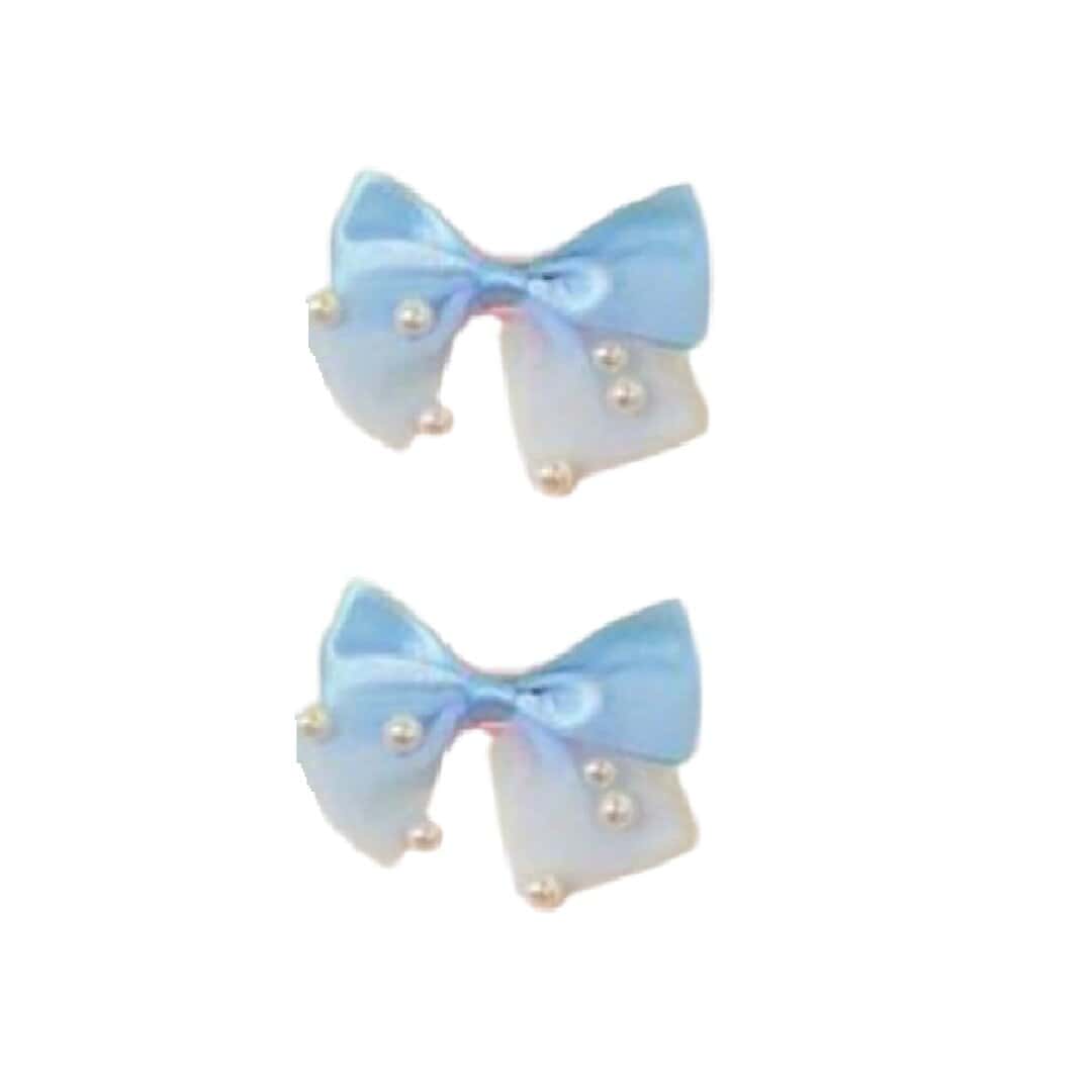 sky-blue-clips-set Σετ 2 τμχ clip κοκαλάκι φιογκάκι με πέρλες- Sky Blue - Image 1