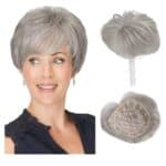 Γυναικείο Topper Τουπέ κορυφής μαλλιών με κλιπ μεγάλης επιφάνειας - Grey -Γκρι 6 inches - Image 2