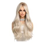 Γυναικεία περούκα curly σε Ξανθό silver χρώμα συνθετική υψηλής ποιότητας 26 inches