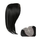 Topper- Τουπέ κορυφής με κλιπ μεγάλης επιφάνειας  ραμμένο σε διάφανη βάση (αόρατη εφαρμογή)- Μαύρο χρώμα  16  inches