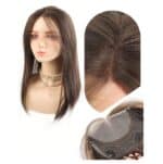 Γυναικείο Topper Τουπέ κορυφής μαλλιών με κλιπ Full Lace ( ραμμένο σε διαφάνεια) - Καστανό Brown  16 inches