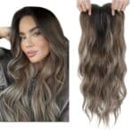 Γυναικείο Topper Τουπέ κορυφής μαλλιών με κλιπ μεγάλης επιφάνειας - Brown/grey Ανταύγειες 18 inches - Image 2