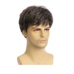Ανδρική Περούκα συνθετική υψηλής ποιότητας καστανό-γκρι χρώμα 10 inches
