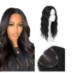 Topper- Τουπέ κορυφής με κλιπ μεγάλης επιφάνειας  με lace front (αόρατη εφαρμογή)- Μαύρο χρώμα 18 inches - Image 2