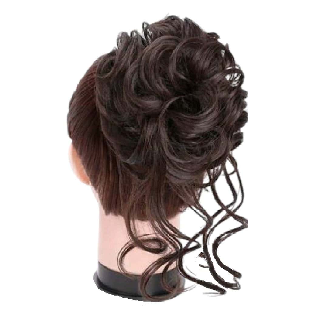 BUN-DARK-BROWN-KOTSOS-CLAW-KLAMER Ποστίς Κότσος συνθετική τρίχα υψηλής ποιότητας με αφέλειες και κλάμερ τοποθέτησης- Καστανό σκουρό - Image 1