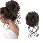 Ποστίς Κότσος συνθετική τρίχα υψηλής ποιότητας με αφέλειες και  κλάμερ τοποθέτησης- Καστανό σκουρό - Image 2