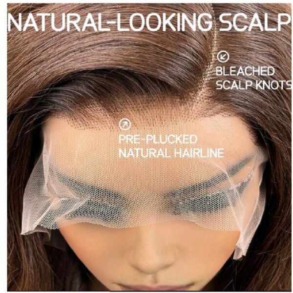 Γυναικεία περούκα Full lace 13x6 (αόρατη εφαρμογή) σε Brown/ Καστανό χρώμα  συνθετική υψηλής ποιότητας 14 inches - Image 3