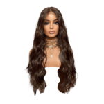 Γυναικεία περούκα Full lace 13x4 (αόρατη εφαρμογή) σε καστανό brown χρώμα συνθετική υψηλής ποιότητας 26 inches