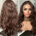 Γυναικεία περούκα Full lace 13x4 (αόρατη εφαρμογή) σε καστανό brown χρώμα συνθετική υψηλής ποιότητας 26 inches - Image 2