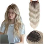 Γυναικείο Topper Τουπέ κορυφής μαλλιών με κλιπ μεγάλης επιφάνειας και Lace Front (ραμμένο σε διαφάνεια) - Ξανθό Σαντρέ ashy blonde wavy 18 inches - Image 2