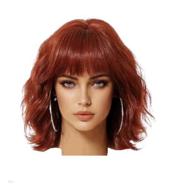 Γυναικεία περούκα σε Κόκκινο Ginger χρώμα συνθετική υψηλής ποιότητας 11 inches - Image 1