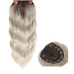 Γυναικείο Topper Τουπέ κορυφής μαλλιών με κλιπ μεγάλης επιφάνειας και Lace Front (ραμμένο σε διαφάνεια) - Ξανθό Σαντρέ ashy blonde wavy 18 inches