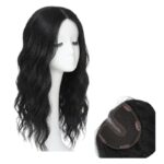 Topper- Τουπέ κορυφής με κλιπ μεγάλης επιφάνειας  με lace front (αόρατη εφαρμογή)- Μαύρο χρώμα 18 inches