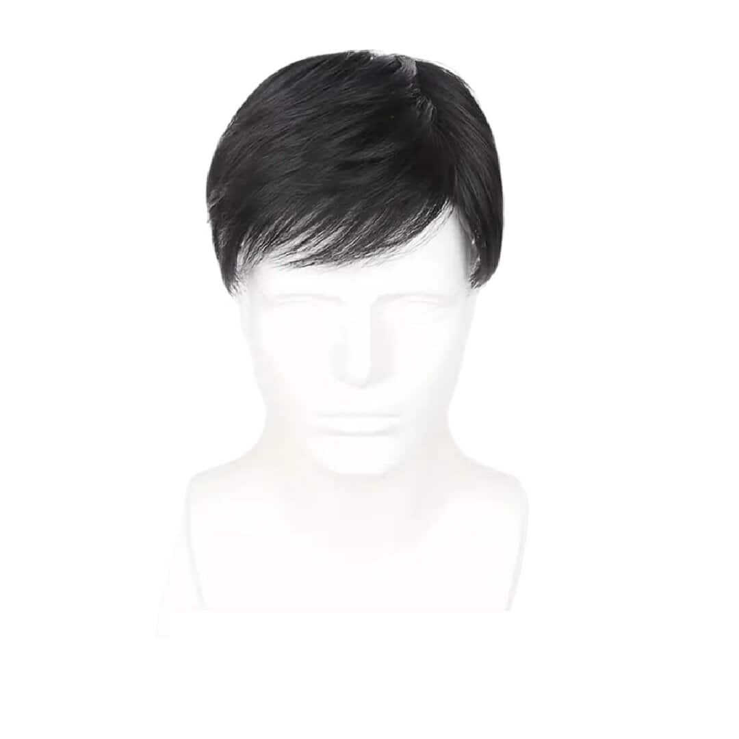 topper-men-human-hair-clips Ανδρικό Topper-Τουπέ κορυφής με κλιπ μεγάλης επιφάνειας φυσική τρίχα- Μαύρο χρώμα - Image 1