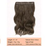 Τρέσσα με 4 κλιπ και λάστιχο για έξτρα όγκο συνθετικής τρίχας υψηλής ποιότητας - Καστανό Brown 20 Inches - Image 3