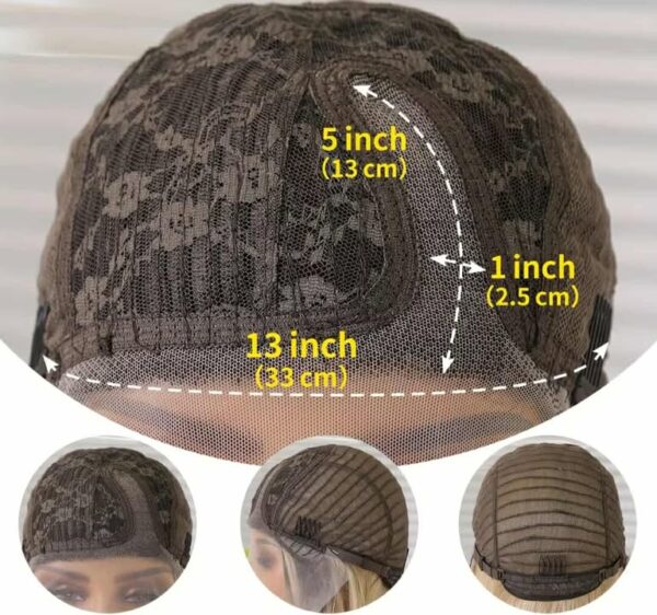 Γυναικεία περούκα Full lace 13x6 (αόρατη εφαρμογή) σε Ξανθό με σκούρη ρίζα συνθετική υψηλής ποιότητας 18 inches - Image 3
