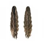 Ποστίς Αλογοουρά curly Ponytail συνθετική τρίχα υψηλής ποιότητας με κλάμερ- Καστανό με ανταύγειες χρώμα 65 cm