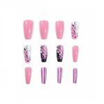Press-on Nails Ψεύτικα νύχια σετ nail art 24 Τμχ  + 1 κόλλα- Pink Designs - Image 3